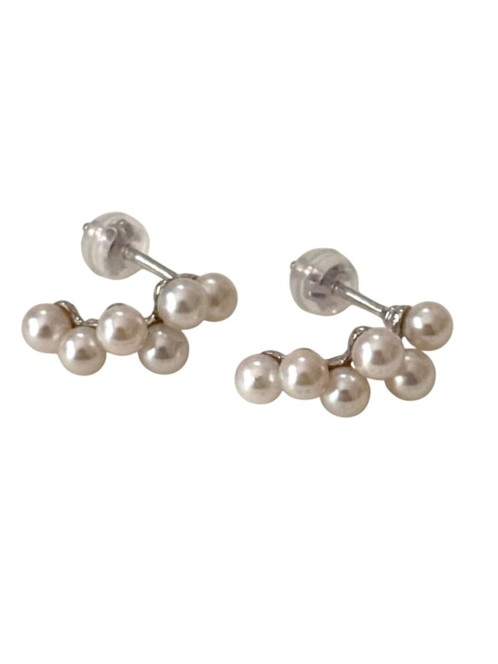 MIKIMOTO K18 WG 12PCS akoya pearls earrings stud  with blue mikimoto case